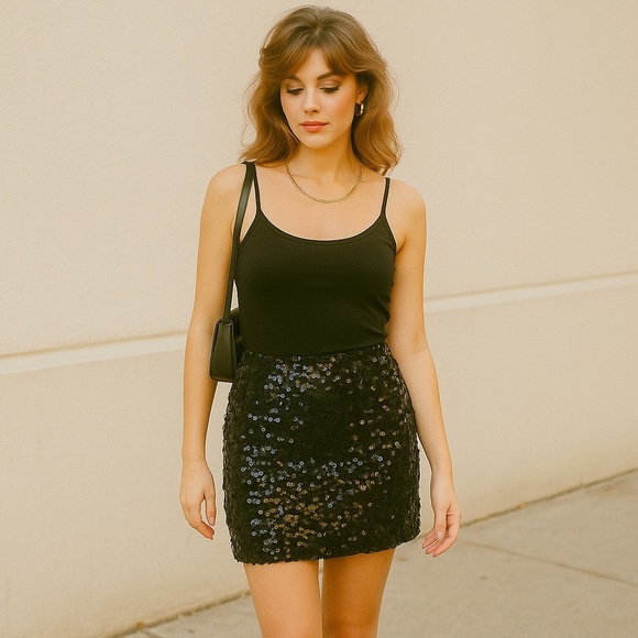 Vintage Black 80s 90s Mini Skirt S Canadian Made - Picture 1 of 15